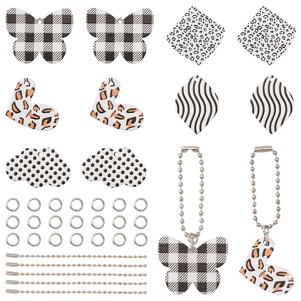 

PandaHall DIY Pendant Decoration Making Kit, Including Butterfly & Heart & Horse Eye & Cloud & Rhombus Acrylic Pendants, Iron Ball Chains..., Black