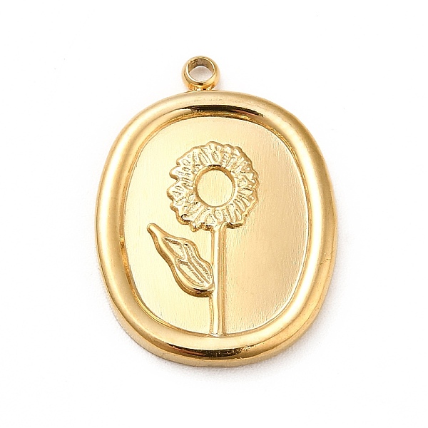 

PandaHall Ion Plating(IP) 304 Stainless Steel Pendants, Oval wih Flower , Real 18K Gold Plated, 20.5x15x2mm, Hole: 1.4mm 304 Stainless Steel...