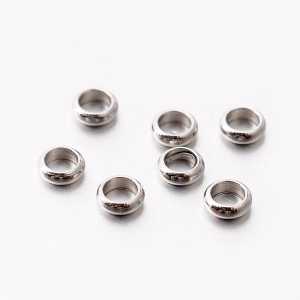 

PandaHall Rondelle 201 Stainless Steel Spacer Beads, Silver Color, 4x1.5mm, Hole: 2.5mm 201 Stainless Steel Rondelle