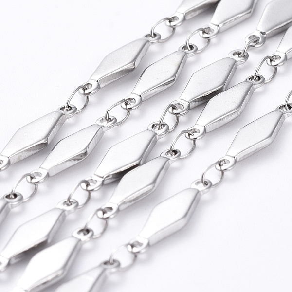 

PandaHall 304 Stainless Steel Link Chains, Soldered, Rhombus, Stainless Steel Color, 13x4x1mm 304 Stainless Steel