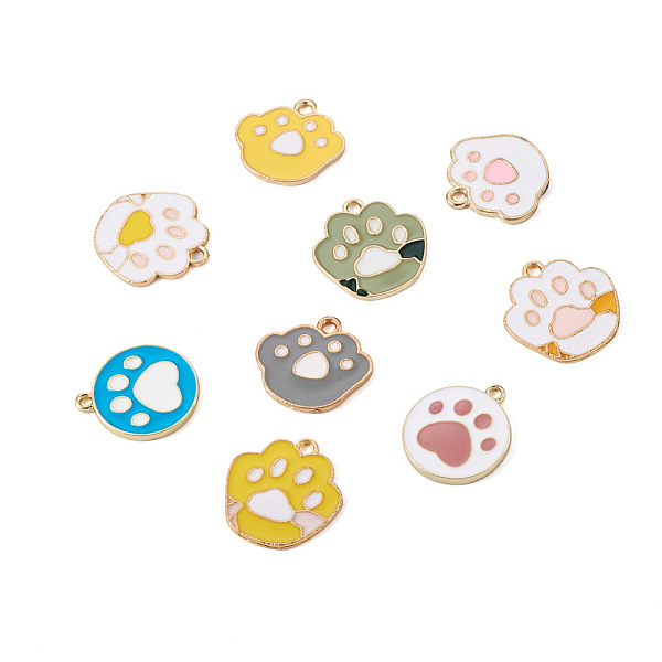 

PandaHall Cheriswelry 36Pcs 9 Style Alloy Enamel Pendants, with Paw Print, Light Gold, Mixed Color, 18~20.5x17~19.5x1.8~2mm, 4pcs/style..., Multicolor