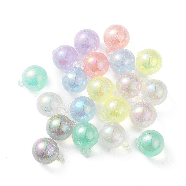 

PandaHall Luminous UV Plating Transparent Rainbow Iridescent Acrylic Pendants, Glow in the Dark, Round, Mixed Color, 20x15.5mm, Hole: 3mm..., Multicolor