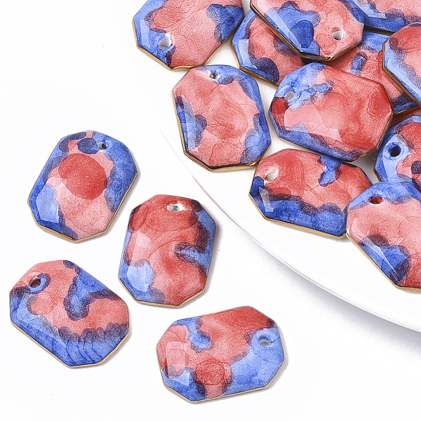 

PandaHall Handmade Porcelain Pendants, Ornamental with Gold, Rectangle, Royal Blue, 26x19x5mm, Hole: 1.8mm Porcelain Rectangle Blue