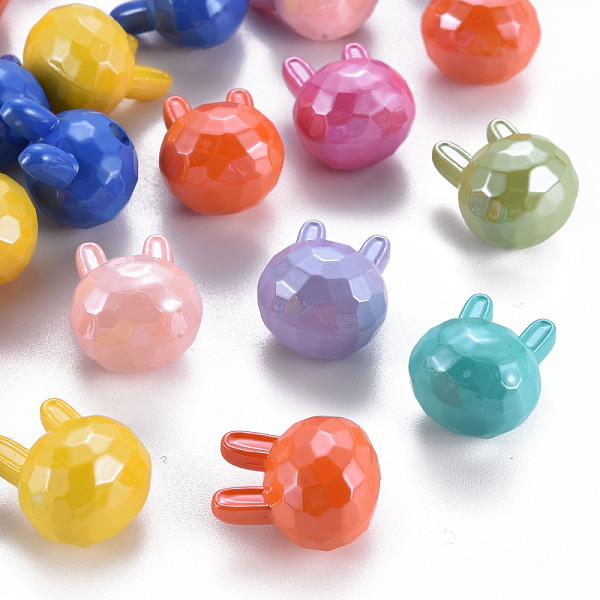 

PandaHall Pearlized Opaque Acrylic Beads, Faceted, Half Drilled, Rabbit, Mixed Color, 19x16.5x15mm, Hole: 3.5mm Acrylic Rabbit Multicolor