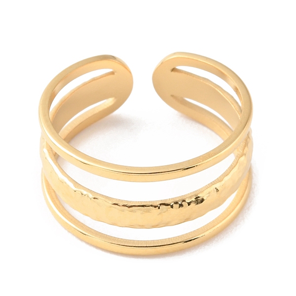 

PandaHall 304 Stainless Steel Triple Line Open Cuff Rings, Real 14K Gold Plated, Inner Diameter: 17mm 304 Stainless Steel