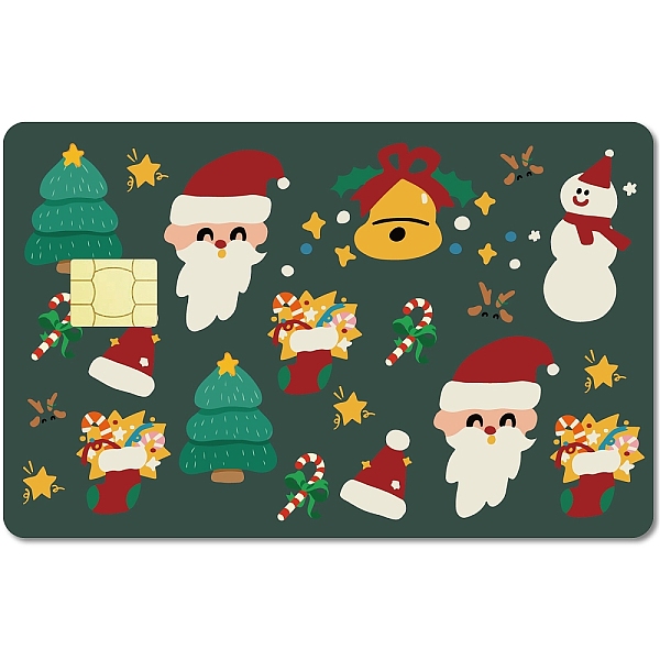 PandaHall CREATCABIN 4Pcs Christmas Card Skin Sticker Bell Snowman Debit Credit Card Skins Covering Personalizing Bank Card Protecting...