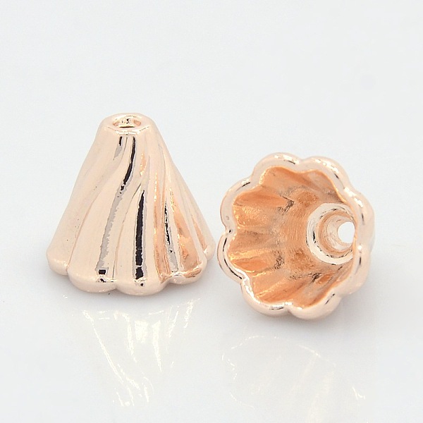 

PandaHall Nickel Free & Lead Free Rose Gold Alloy Bead Cones, Long-Lasting Plated, Apetalous, 14x12mm, Hole: 2mm, Inner Diameter: 10mm Alloy