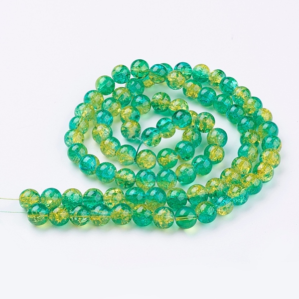 

PandaHall Spray Painted Crackle Glass Beads Strands, Round, Two Tone, Medium Turquoise, 10mm, Hole: 1.3~1.6mm, about 80pcs/strand, 31.4 inch..., Cyan
