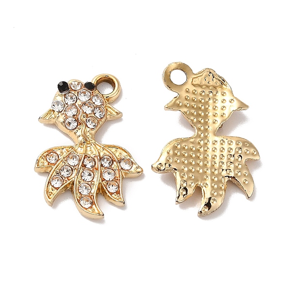 

PandaHall Rack Plating Alloy Rhinestone Pendants, Goldfish Charms, Golden, 20x14x3mm, Hole: 2mm Alloy+Rhinestone Fish