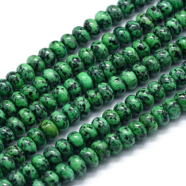 

PandaHall Dyed Natural Sesame Jasper/Kiwi Jasper Beads Strands, Rondelle, Green, 8x5mm, Hole: 1mm, about 74pcs/strand, 15.15 inch(38.5cm)...