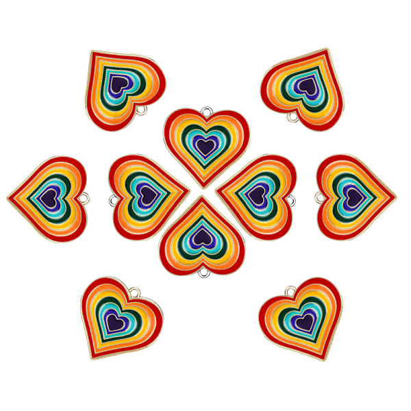 

PandaHall 10Pcs 2 Colors Alloy Enamel Pendants, Rainbow Color Heart, Cadmium Free & Lead Free, Colorful, 29x28mm Alloy+Enamel Heart