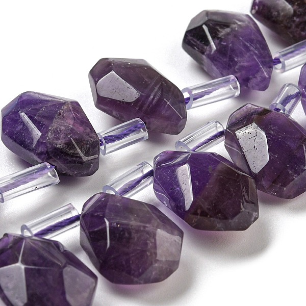

PandaHall Natural Amethyst Beads Strands, Faceted, Teardrop, Top Drilled, 10~18x8~13x3~7mm, Hole: 1mm, about 27pcs/strand, 15.79''~15.98''...