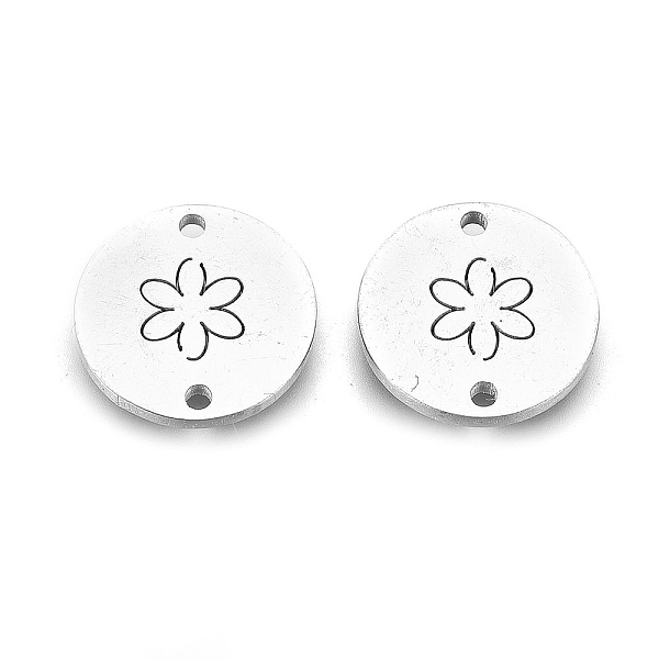 

PandaHall 304 Stainless Steel Links Connectors, Laser Cut, Flat Round with Flower, Stainless Steel Color, 11.5x1mm, Hole: 1.2mm 304...