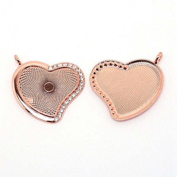 

PandaHall Alloy Crystal Rhinestone Pendant Cabochon Setting, Heart, Cadmium Free & Lead Free, Rose Gold, 46.5x40x3mm, Hole: 4mm, Tray..., Clear