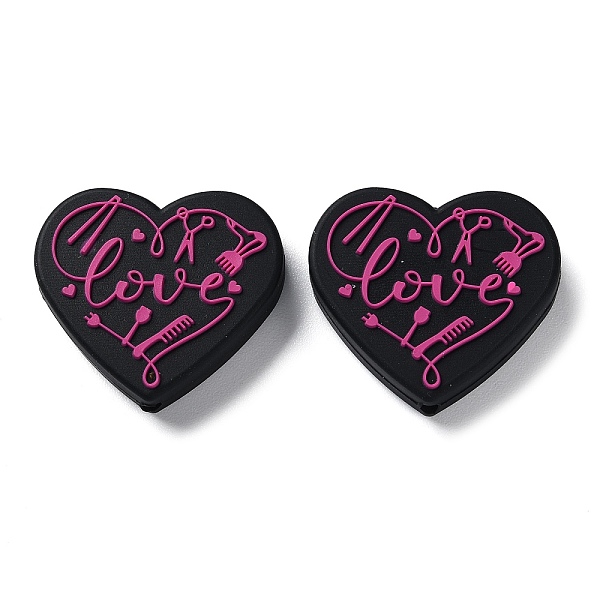 

PandaHall Food Grade Heart with Word Love Silicone Focal Beads, for Beadable Pens DIY Nursing Necklaces Making, Deep Pink, 27x30x7mm, Hole...