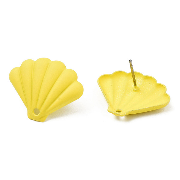 

PandaHall Spray Painted Iron Stud Earring Findings, with Hole, Fan, Yellow, 17x21.5mm, Hole: 1.6mm, Pin: 0.7mm Iron Fan Yellow