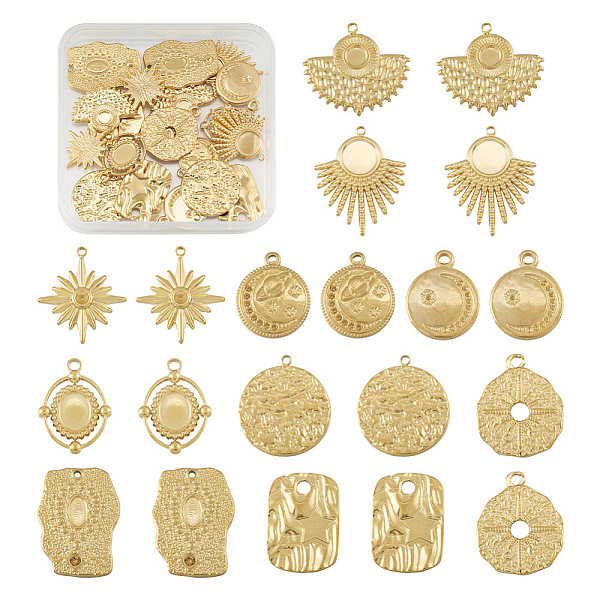 

PandaHall DIY Jewelry Making Finding Kit, Including 304 Stainless Steel Pendants & Cabochon Settings & Rhinestone Settings, Fan & Rectangle...