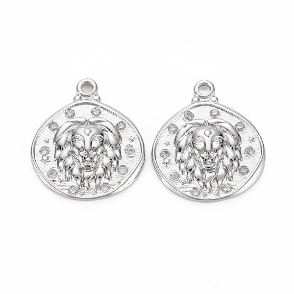 

PandaHall Brass Micro Pave Clear Cubic Zirconia Pendants, Nickel Free, Rhombus with Lion, Real Platinum Plated, 21.5x18.5x3mm, Hole: 1.8mm...