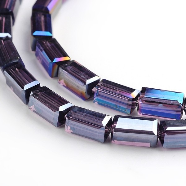 

PandaHall AB Color Plated Faceted Cuboid Electroplate Glass Beads Strands, Indigo, 8x4x4mm, Hole: 1mm, about 50pcs/strand, 16 inch Glass..., Purple
