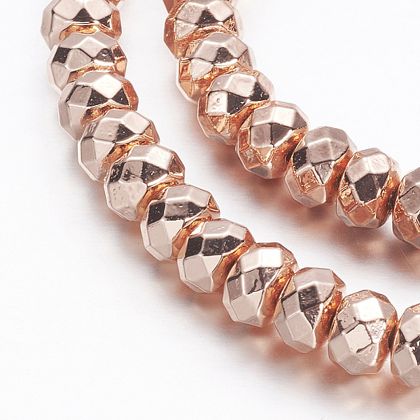 

PandaHall Electroplate Non-magnetic Synthetic Hematite Beads Strands, Faceted, Rondelle, Rose Gold Plated, 6x4mm, Hole: 0.8mm, about...