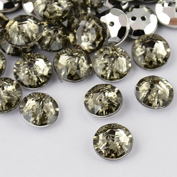 

PandaHall 2-Hole Taiwan Acrylic Rhinestone Flat Round Buttons, Faceted & Silver Plated Pointed Back, Light Grey, 11.5x4.5mm, Hole: 1mm..., Gray