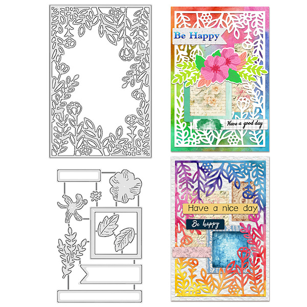 

PandaHall BENECREAT Floral Frame Cutting Dies, Flower and Leaves Background Metal Cutting Dies Carbon Steel Embossing Template for DIY Paper...