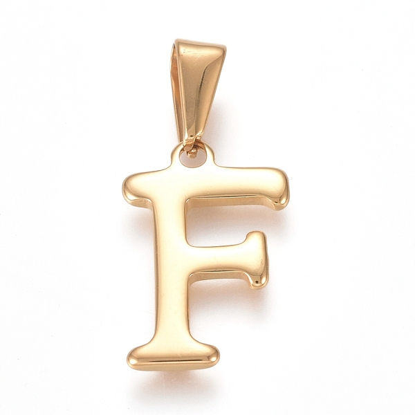 

PandaHall 304 Stainless Steel Pendants, Golden, Initial Letter.F, 20x13.5x1.8mm, Hole: 3x7mm 304 Stainless Steel Letter F
