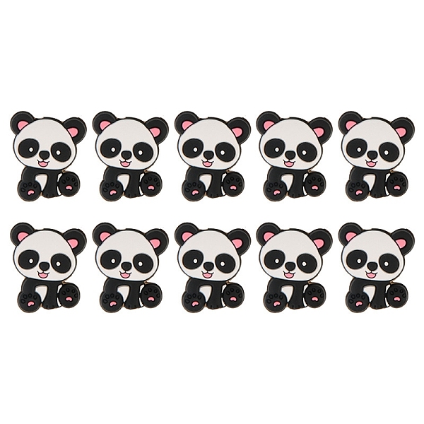 

PandaHall Silicone Beads, DIY Nursing Necklaces Making, Panda, Black, 30x24mm, 10pcs/bag Silicone Panda Black