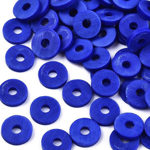 

PandaHall Handmade Polymer Clay Beads, for DIY Jewelry Crafts Supplies, Disc/Flat Round, Heishi Beads, Blue, 6x1mm, Hole: 2mm, about...