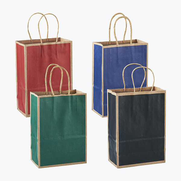 

PandaHall Biyun 16Pcs 4 Colors Rectangle Kraft Paper Carrier Bags, with Handle, Mixed Color, 30cm, 4pcs/color Paper None Multicolor