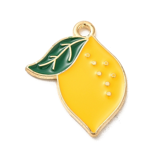 

PandaHall Alloy Enamel Pendants, Light Gold, Fruit, Lemon, 21x16.5x1mm, Hole: 1.6mm Alloy+Enamel Lemon