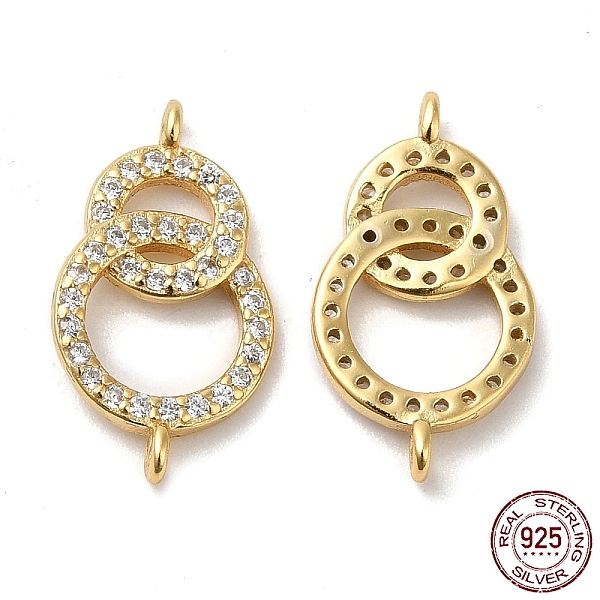 

PandaHall 925 Sterling Silver Micro Pave Clear Cubic Zirconia Connector Charms, Ring Links, with 925 Stamp, Real 18K Gold Plated, 17x9x2mm...