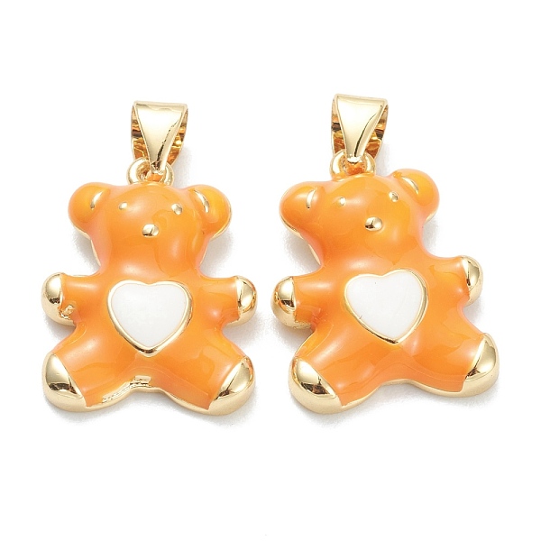 

PandaHall Brass Enamel Pendants, Real 18K Gold Plated, Long-Lasting Plated, Bear with Heart, Orange, 18x13.5x4mm, Hole: 5x3.5mm Brass+Enamel...