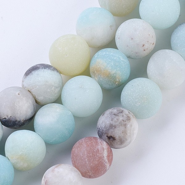 Frosted Natural Amazonite Round Bead Strands