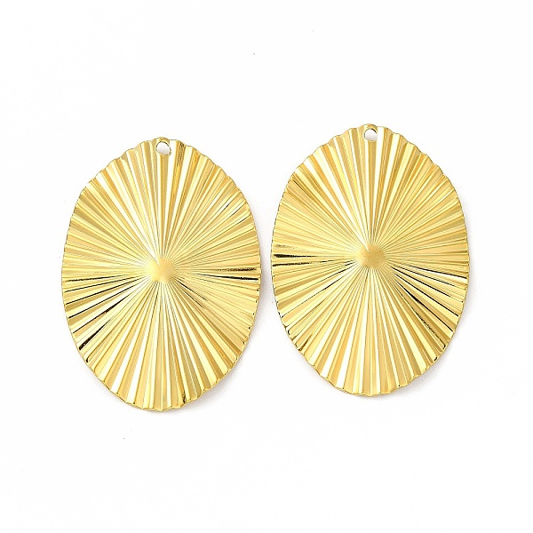 

PandaHall Ion Plating(IP) 304 Stainless Steel Pendants, Oval Charms, Real 18K Gold Plated, 40x28x2mm, Hole: 1.6mm 304 Stainless Steel Oval