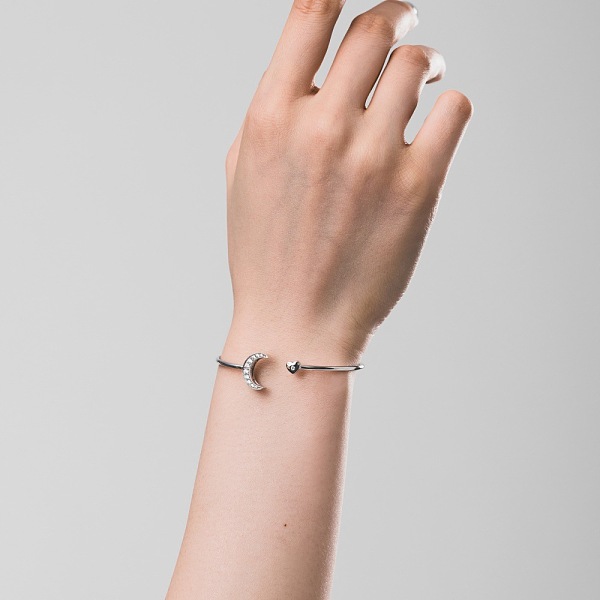 Armreife Aus Rhodiniertem Sterlingsilber Mit Mikropavé Und Zirkonia Für Damen