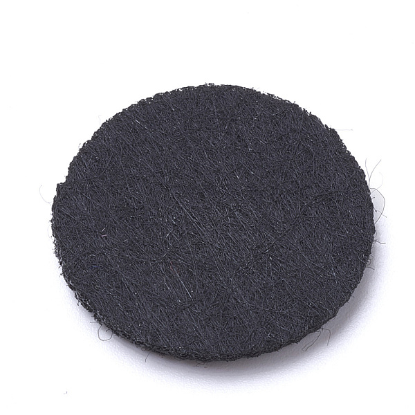 PandaHall Non-Woven Fabric Cloth Perfume Pad, Flat Round, Black, 26~27x2~3mm Fibre Black