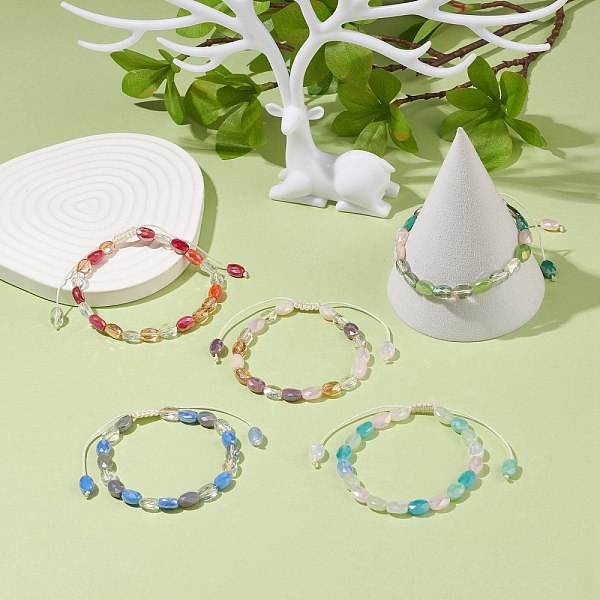 

PandaHall Bling Glass Braided Bead Bracelet for Women, Mixed Color, Inner Diameter: 1-7/8~3-3/8 inch(4.8~8.5cm) Glass Multicolor