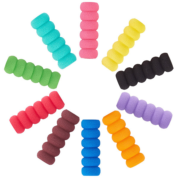 PandaHall Gorgecraft 30Pcs 10 Colors EVA Foam Pencil Gripper, Pencil Holder, for Kids Students, Mixed Color, 37.5x12.5mm, Inner Diameter...