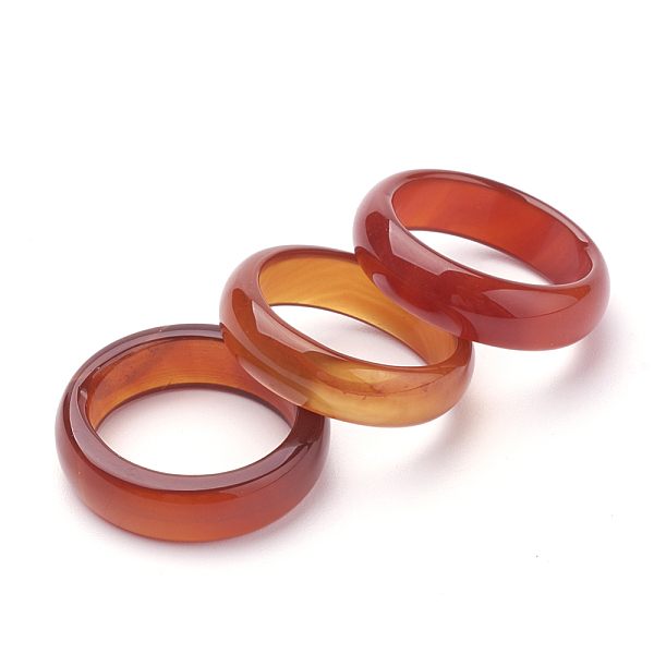 

PandaHall Natural Agate Rings, Sienna, Size 6~12(16~22mm) Natural Agate Brown