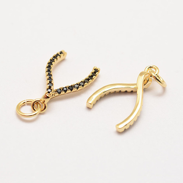 

PandaHall Brass Micro Pave Grade AAA Cubic Zirconia Pendants, Long-Lasting Plated, Wishbone, Cadmium Free & Nickel Free & Lead Free, Real...