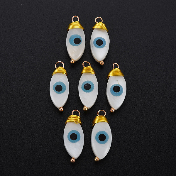 

PandaHall Freshwater Shell Pendants, with Golden Brass Findings, Evil Eye, Seashell Color, 20x7.5x5mm, Hole: 2mm Freshwater Shell Eye
