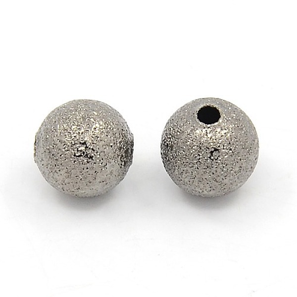 

PandaHall Brass Textured Beads, Round, Nickel Free, Gunmetal, 8mm, Hole: 1.5~2mm Brass Round