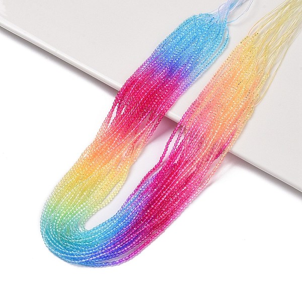 

PandaHall Transparent Gradient Color Glass Beads Strands, Segmented Multi-color Beads, Faceted Round, Colorful, 3x2.5mm, Hole: 0.8mm, about...