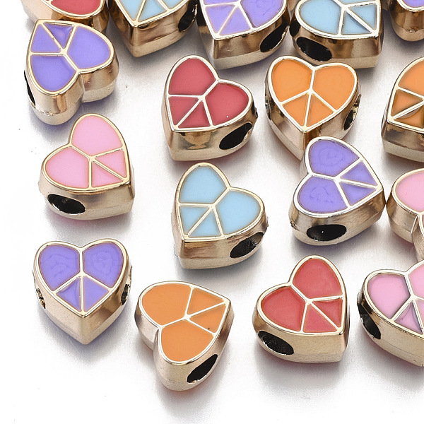 

PandaHall UV Plating Acrylic European Beads, with Enamel, Large Hole Beads, Mixed Color, Heart, Light Gold, 12x13x8.5mm, Hole: 5mm Acrylic...