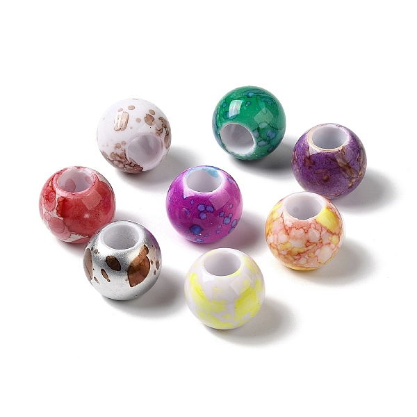 

PandaHall Spray Painted Acrylic European Beads, Large Hole Beads, Rondelle, Mixed Color, 19.5x16.5~17mm, Hole: 8.5mm, about 147pcs/500g..., Multicolor