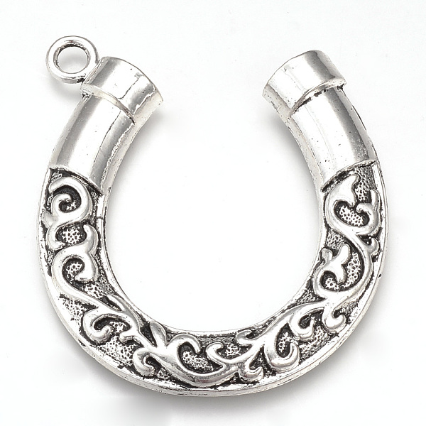 

PandaHall Tibetan Style Alloy Big Pendants, Horseshoes, Cadmium Free & Lead Free, Antique Silver, 59x50x6mm, Hole: 4mm, about 95pcs/1000g...