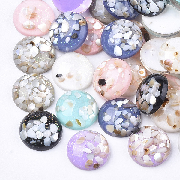 

PandaHall Translucent Resin Cabochons, with Shell Chips inside, Dome/Half Round, Mixed Color, 15x5.5mm Resin Half Round Multicolor