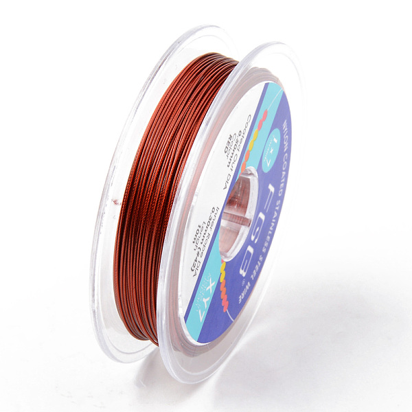 

PandaHall Tiger Tail Beading Wire, 7-Strand Bead Stringing Wire, Nylon Coated Stainless Steel Wire, Dark Red, 24 Gauge, 0.5mm, about 32.8...
