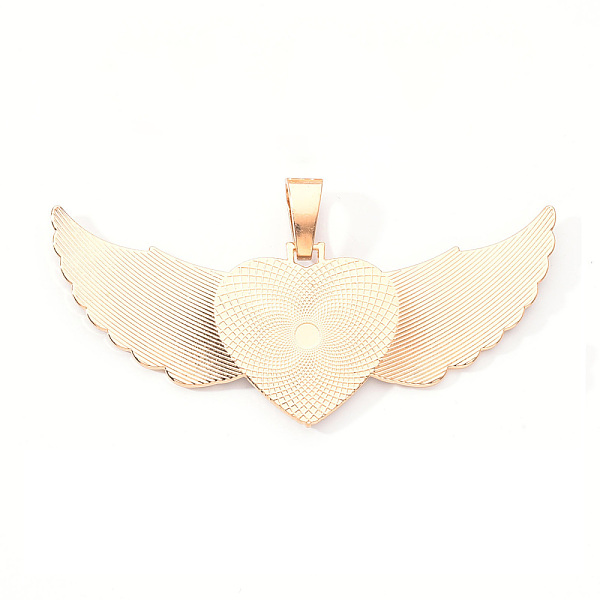 

PandaHall Alloy Pendant Cabochon Settings, with Crystal Rhinestone, Cadmium Free & Lead Free, Heart with Wing, Light Gold, Tray: 26.5x32.5mm..., Clear